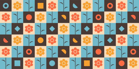 A geometric arrangement of vintage flowers for a decoration.