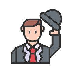 Elegant Man Saluting icon vector image. Suitable for mobile apps, web apps and print media.