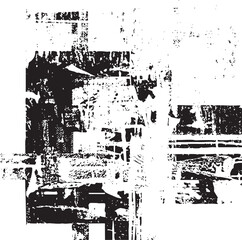 Obraz premium Abstract black and white geometric shapes overlap on a textured background.