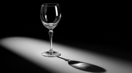 Elegant wine glass casting intriguing shadows on a textured surface