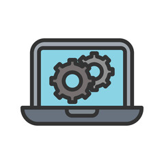 Laptop Settings icon vector image. Suitable for mobile apps, web apps and print media.