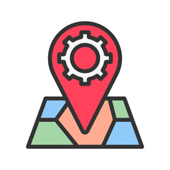 Location Settings icon vector image. Suitable for mobile apps, web apps and print media.