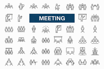 Minimalist Meeting Icons Grid under MEETING Banner