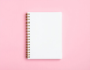 Blank white notebook mockup with gold spiral binding