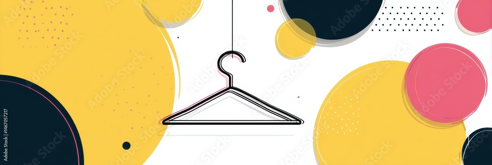 Poster hanger illustration with minimal design and vibrant geometric elements in a stylish format generativ
