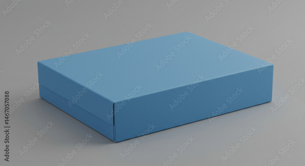 Poster light-blue box resting on a neutral background. empty box presentation with studio shot. product des