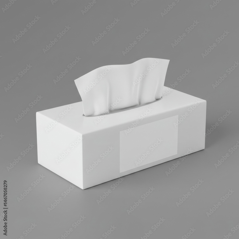 Poster empty white tissue box with a blank label, ideal for branding mockups. a modern, clean design displa