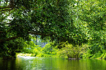 Ninh Binh, Vietnam - July 18, 2022 : Beautiful Natural Landscape In Trang An Landscape Complex Of Ninh Binh Province, Vietnam. Trang An Area Was Designated As A Dual UNESCO World Heritage Site.