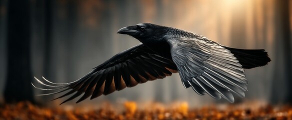 Majestic Raven in Flight