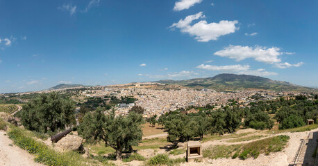 View of Fes or Fez, is a city in northern inland Morocco, it is one of the largest cities in...