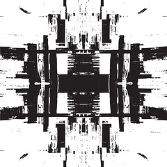 Obraz premium Abstract black and white brushstrokes create a textured symmetrical composition.