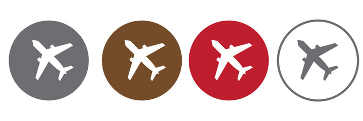 Plane icons set in black filled and stroke line style