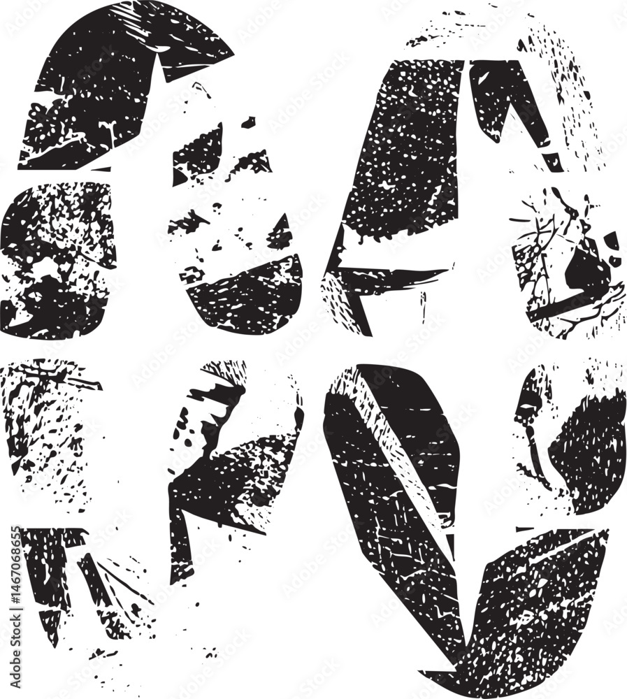 Poster four distinct fragmented shoe prints are arranged in a grid .