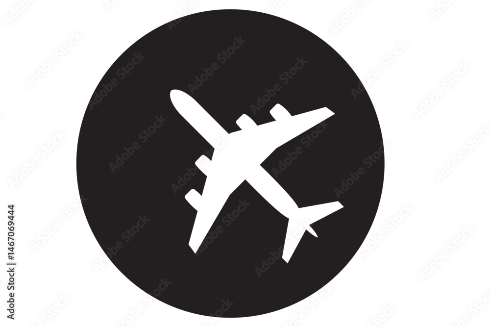 Poster plane icons set in black filled and stroke line style