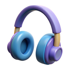 Stylish Purple and Blue Headphones. 3D Render