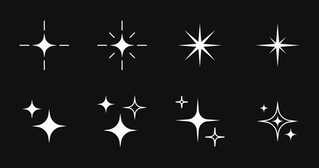 Y2k star and blinks shapes, futuristic abstract symbols with dots and line frames. Vector design futuristic 2000s aesthetics elements set.