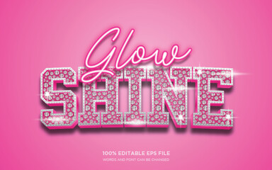Glow and Shine diamond 3D editable text style effect	
