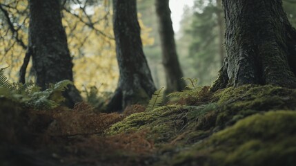 Enchanted Forest Floor: Moss, Ferns, and Ancient Trees
