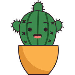 Cute Cactus Character Illustration
