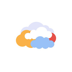Fototapeta premium Colorful Cloud Illustration, Flat Design, Isolated On White, Kids Decor