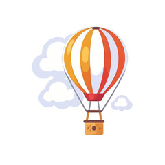 Fototapeta premium Orange Hot Air Balloon Cartoon Illustration For Travel Blog Or Children's Book