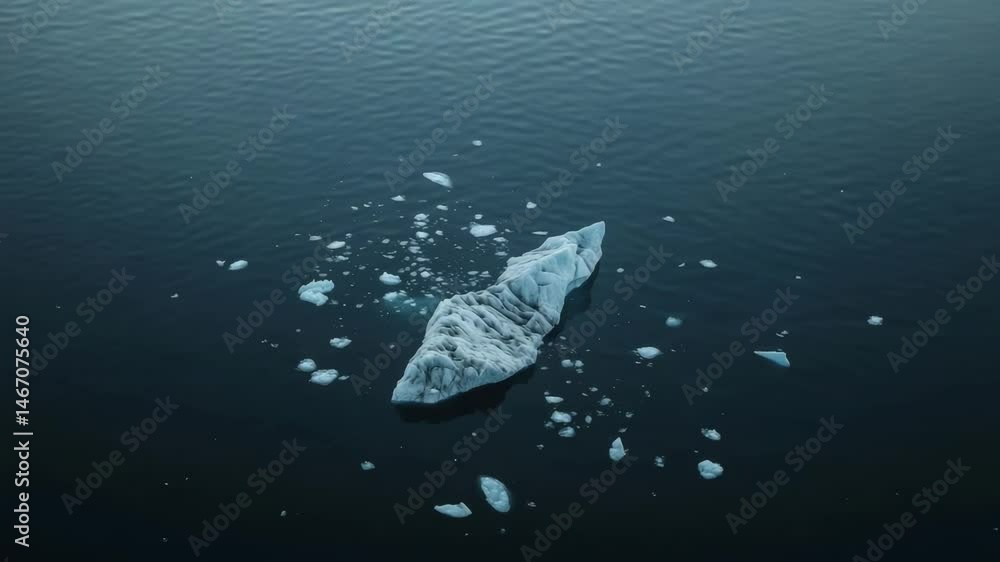 Aufkleber iceberg and ice floes of various sizes are floating on the surface of dark blue water, creating a se