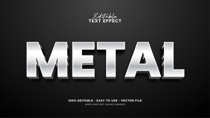 Editable metallic 3d text effect, silver text style effect