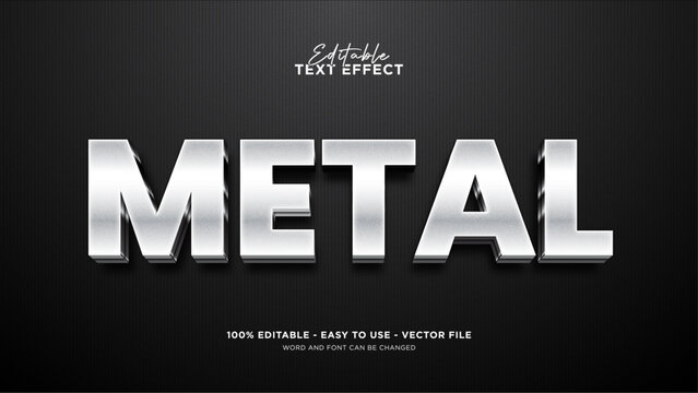 Editable metallic 3d text effect, silver text style effect