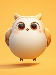 Fototapeta premium Cute, chubby owl design, digitally rendered in soft colors.