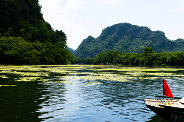 Ninh Binh, Vietnam - July 18, 2022 : Beautiful Natural Landscape In Trang An Landscape Complex Of Ninh Binh Province, Vietnam. Trang An Area Was Designated As A Dual UNESCO World Heritage Site.