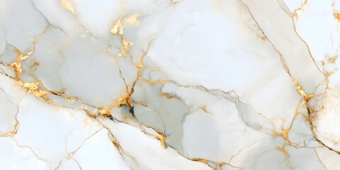Elegant White Marble Texture with Golden Veins High-Resolution Background Image
