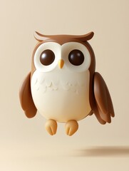 Obraz premium Cute, stylized 3d owl design against a neutral background.