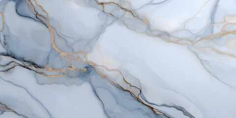 Obraz premium Powder Blue Marble Texture with Champagne Gold Veins Abstract Art Background