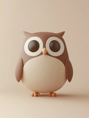 Cute, cartoonish owl digital illustration on a neutral backdrop.