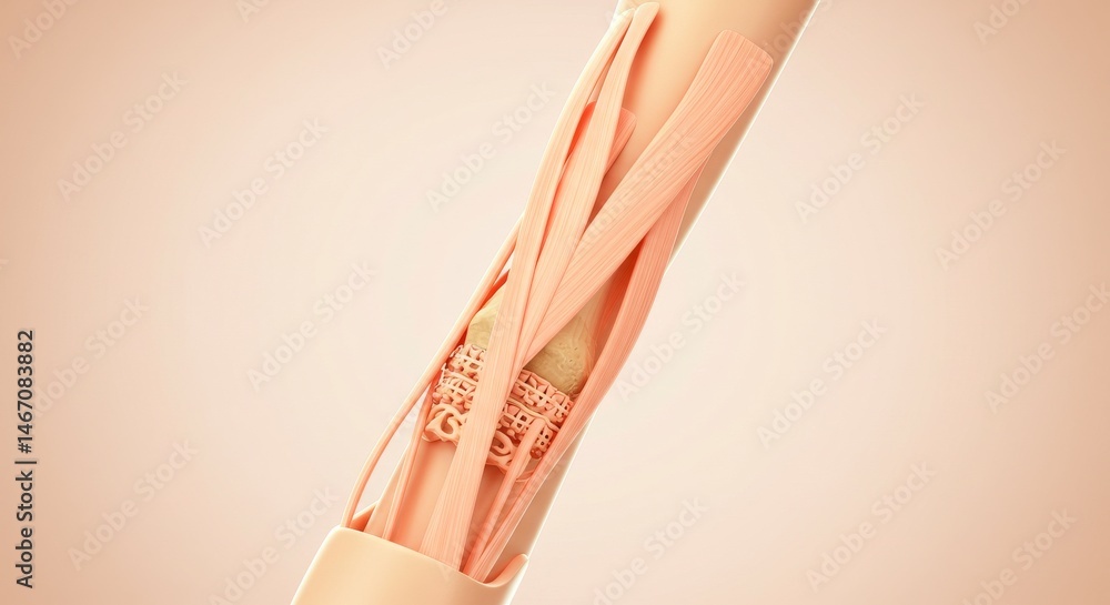 Poster anatomical 3d model of a joint with ligaments and bone structure