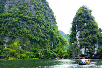 Ninh Binh, Vietnam - July 18, 2022 : Beautiful Natural Landscape In Trang An Landscape Complex Of Ninh Binh Province, Vietnam. Trang An Area Was Designated As A Dual UNESCO World Heritage Site.
