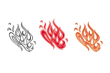 Outline Flame Set Hand Drawn Vector Image