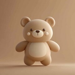 Obraz premium Playful cartoon teddy bear in a muted beige backdrop.