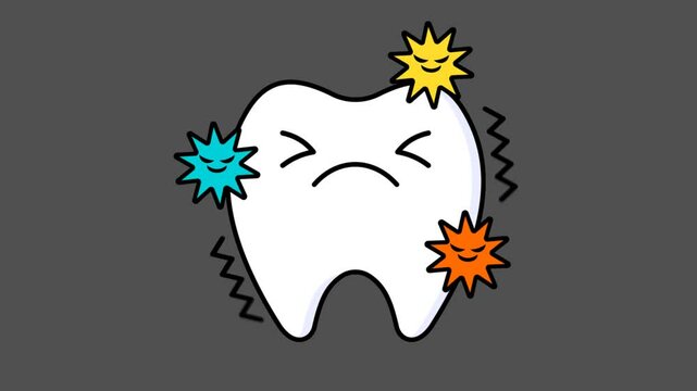 Looping Cavities and Tooth Decay Cartoon Motion Graphic with Alpha Background