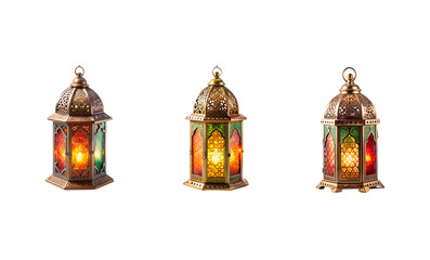 A traditional Chinese lantern, a colorful holiday decoration isolated on white