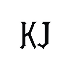 KJ monogram logo design letter text name symbol monochrome logotype alphabet character simple logo