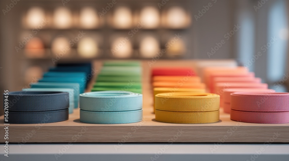 Poster neatly arranged display of pet accessories in modern pet store with ample copy space