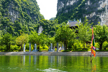 Ninh Binh, Vietnam - July 18, 2022 : Beautiful Natural Landscape In Trang An Landscape Complex Of Ninh Binh Province, Vietnam. Trang An Area Was Designated As A Dual UNESCO World Heritage Site.