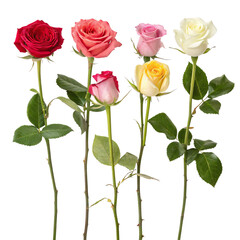Naklejka premium roses of different colors, set, png transparent background