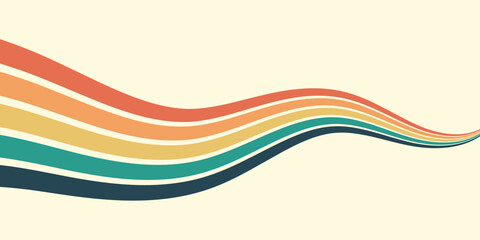 Fototapeta premium Abstract background of rainbow groovy Wavy Line design in 1970s Hippie Retro style. Vector pattern ready to use for cloth, textile, wrap and other.