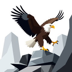 Fototapeta premium Bald_Eagle_Landing_Vector_Art_Wildlife_Illustration_Bird_Of_Prey