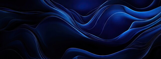 Obraz premium A mesmerizing abstract image featuring flowing blue fabric-like waves. creating a sense of depth and movement. perfect for backgrounds in digital art or design projects