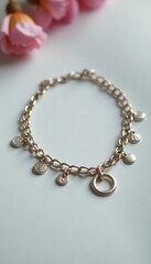 Silver chain bracelet featuring small, linked circle charms , minimalist jewelry, elegant bracelet