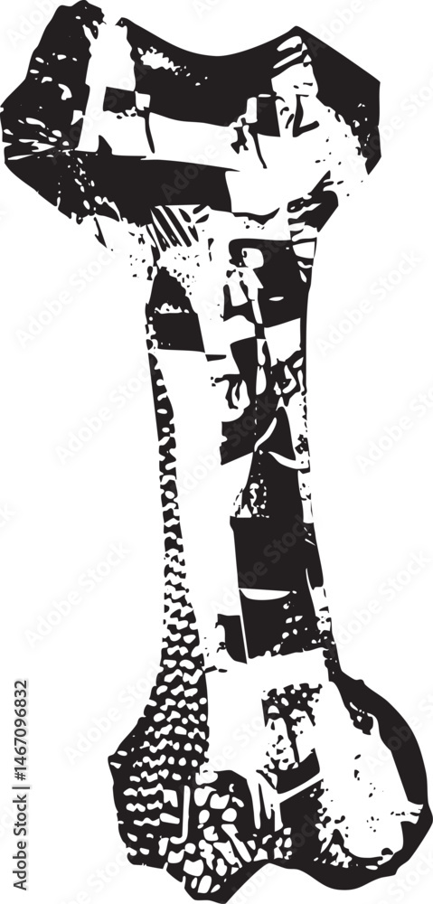 Poster a fragmented abstract bone shape dominates the .