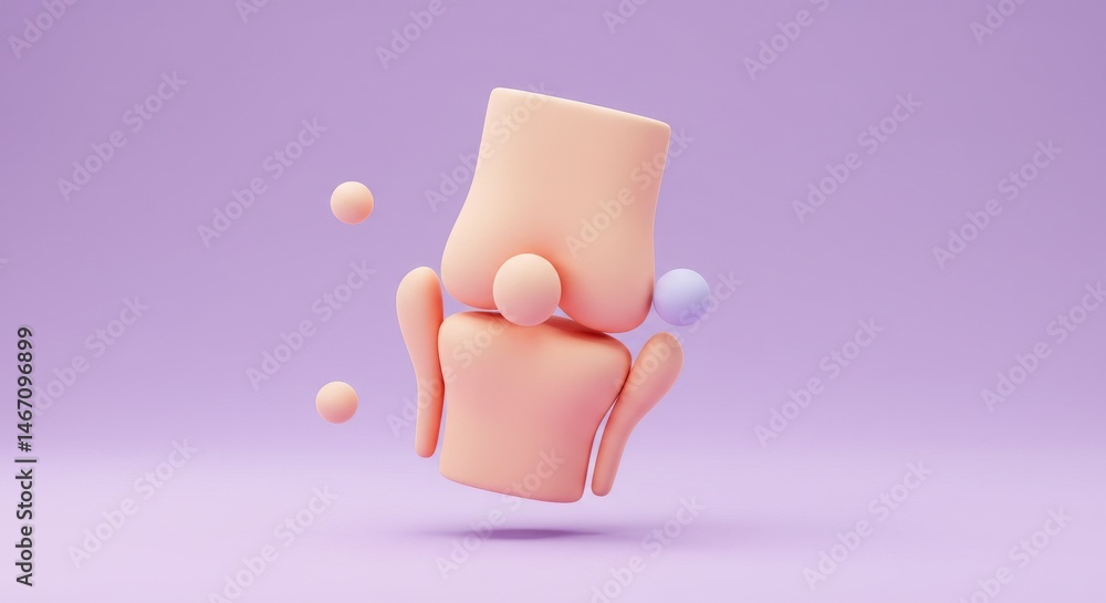 Poster abstract 3d render of a joint structure with pastel colors and smooth shapes
